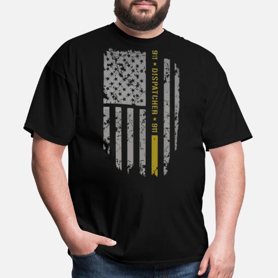 911 Dispatcher Heartbeat Thin Gold Line Mens Cool Adult Long Sleeve T-Shirts 