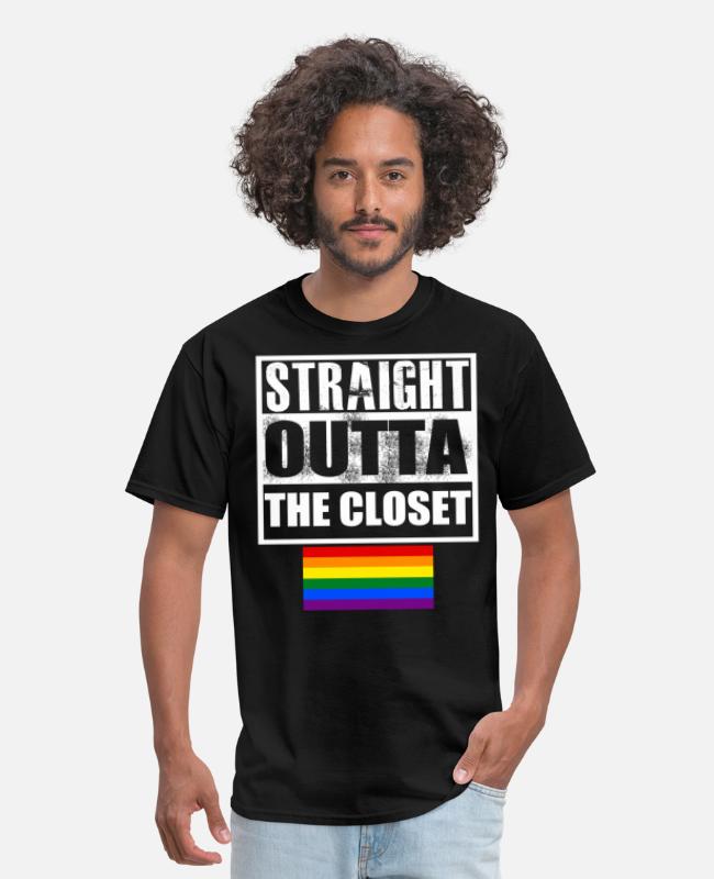 Men's Straight Outta The Closet Shirt Gay Lesbian Pride Rainbow Tee Coming Out 