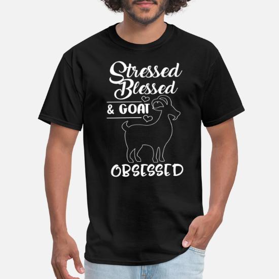 Gifts for Goat Owner Stressed Blessed & Goat Obsessed Shirt Funny Goat Shirt for Women Cute goat tee Goat Mama Tshirt Goat Lover Gift