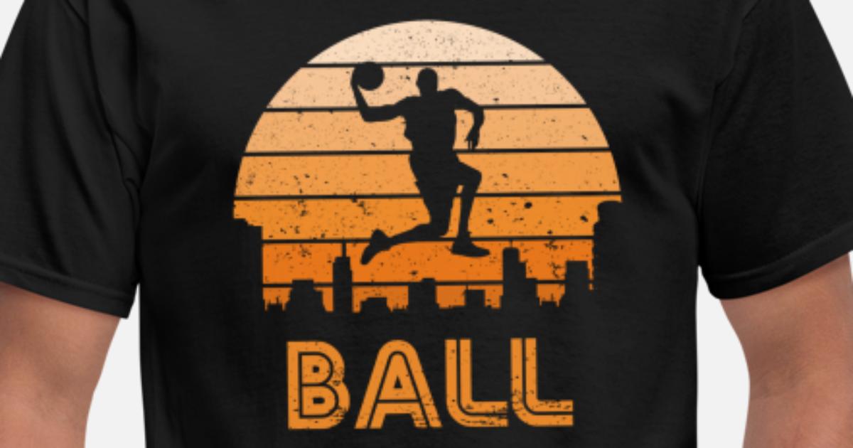 Vintage Retro Basketball Dunk Shirt Sunset Colorful Black T-Shirt Size S-5XL
