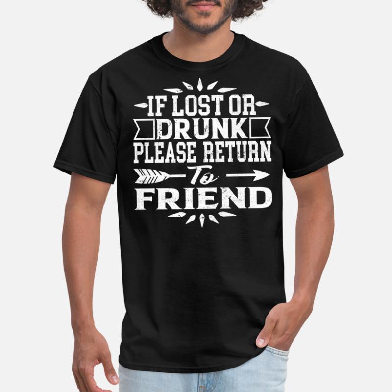 ZYX Women If Lost or Drunk Please Return to Friend Letter Print Shirt Tops Couple Shirt Best Friend Tee