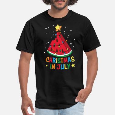 Christmas In July Watermelon Xmas Tree Summer Vacay Vintage Men/'s T-shirt Cotton