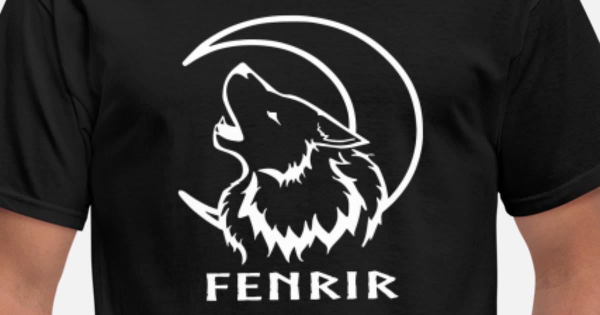 Mens Vintage Fenrir Wolf Odin T-Shirts Black