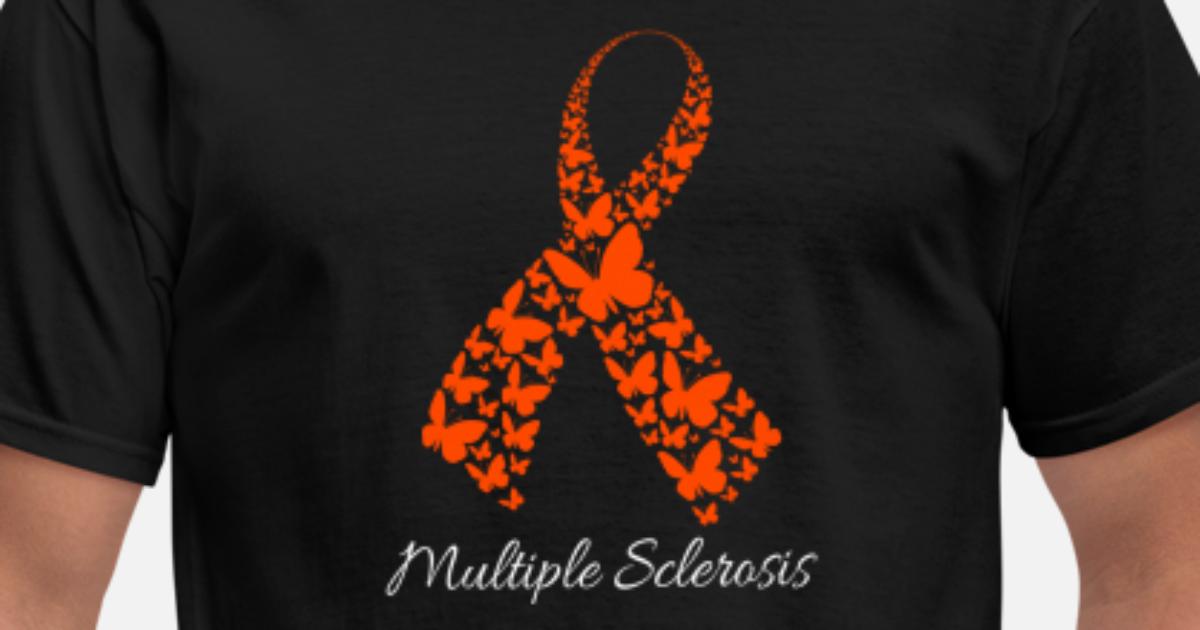 World MS Day Tees Multiple Sclerosis Butterfly Ribbon World MS Day Throw Pillow Multicolor 18x18 
