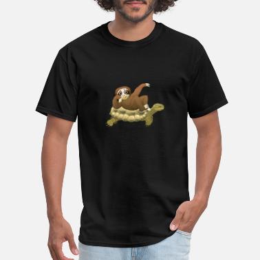 Details about   Sloth Riding a Turtle Tortoise White Custom Made T-Shirt