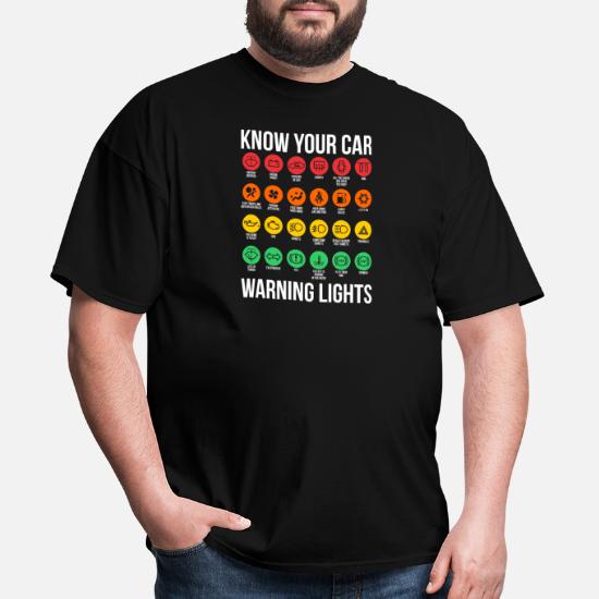 Dashboard Icons T Shirt Joke Funny Gift Driving Car Warning Lights Blue 