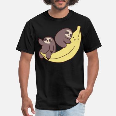 Sloth Ride Banana Printed Mens Short-Sleeved Outdoors Tee Shirts