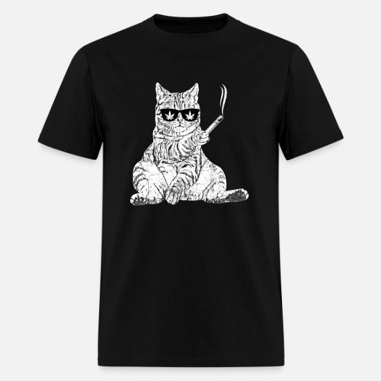 Le Chat Fume De La Dope A La Marihuana De L Herbe A Chicha T Shirt Homme Spreadshirt
