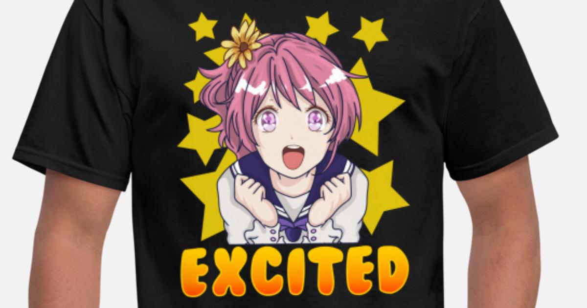 Cute Anime Japanese Girl Manga Excited Face' Men's T-Shirt | Spreadshirt