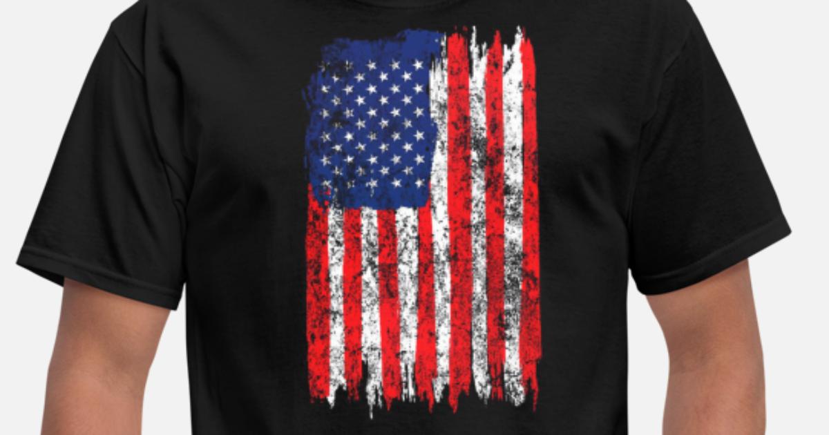 USA flag distressed America Veteran style tee shirt men's black choose A size 