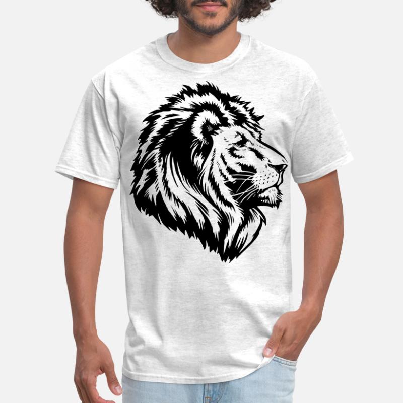 Tiitstoy Summer Mens Fashion Casual T-Shirt Lion Head Print Cotton Tee Blouse Round Neck Shirts Short Sleeve Tops