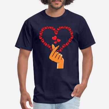 Sad Korean Heart K Pop Heart Finger Happy Valentines - Men&#39;s T-Shirt