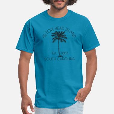 Island Hilton Head Island Beach Design Palm Tree Illustra - Men&#39;s T-Shirt