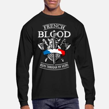 Viking French Blood Runs through my Veins, France FLag - Men&#39;s Longsleeve Shirt