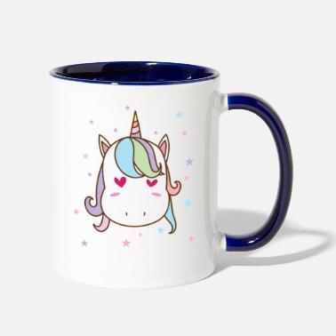 Castle Fantasy Horse Unicorn with Heart Eyes - Two-Tone Mug