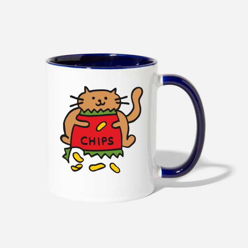 fat cat eating chips - let´s get-fat-cat' Two-Tone Mug | Spreadshirt
