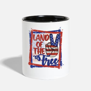 Independence Land Of The Free Peace Sign Merica - Two-Tone Mug