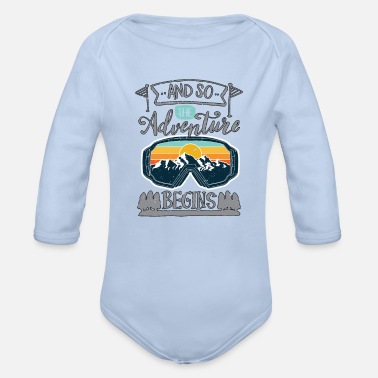 Mountain Sports Cool the Adventure Begins Vintage Sunset Winter Sp - Organic Long-Sleeved Baby Bodysuit