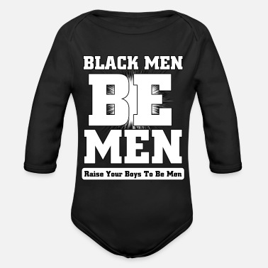 Mens BLACK MEN; BE MEN - Organic Long-Sleeved Baby Bodysuit