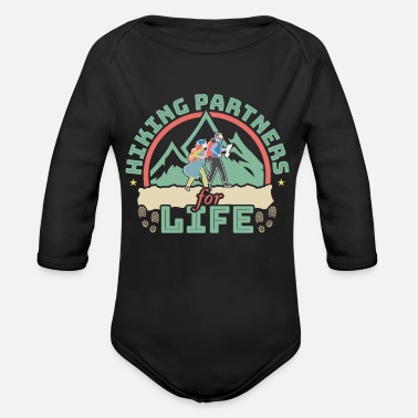 Hiking Mountain Hiking Partners For Life Camping Mom Dad - Organic Long-Sleeved Baby Bodysuit
