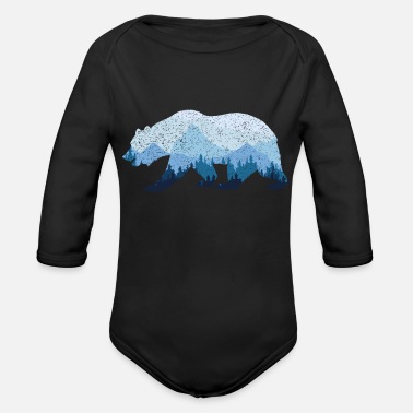 Design 3D Mountain Bear - Organic Long-Sleeved Baby Bodysuit