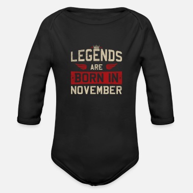 Born Legends are born in November - Organic Long-Sleeved Baby Bodysuit