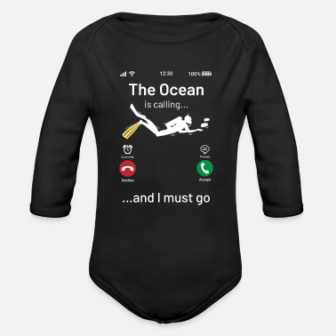Colorful The Ocean Is Calling - Organic Long-Sleeved Baby Bodysuit