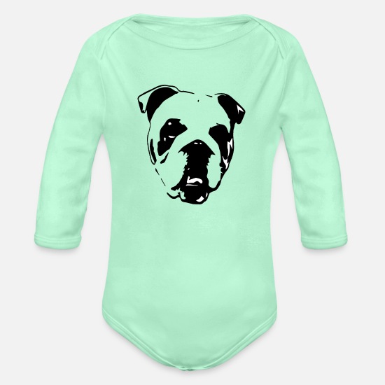 English Bulldog Head Organic Long Sleeved Baby Bodysuit Spreadshirt