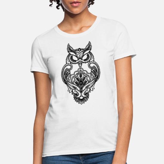 Black Owl Henna Style Tank Top Wildlife Nature Knowledge Wisdom Sleeveless