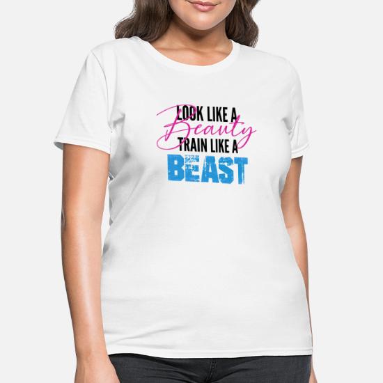 Comedy Shirts Train like a Beast look like a Beauty Damen HoodieFitness