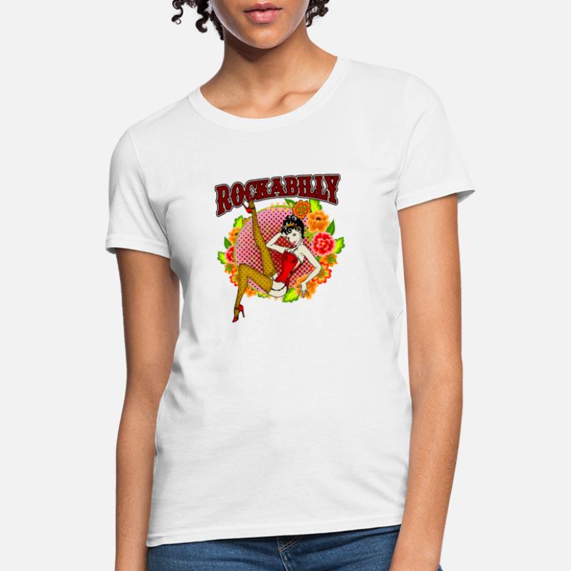 Ladies t-shirt devil girl eight ball rockabilly design women's size tee shirt