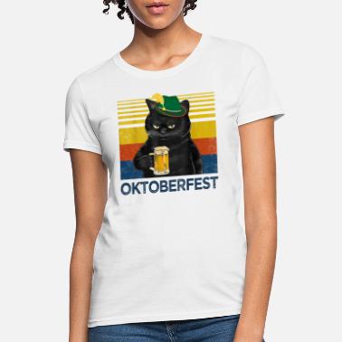 Oktoberfest Funny Cat Black Adult T-Shirt 