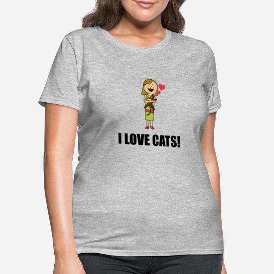 I Love Cats Cartoon Girl Women S T Shirt Spreadshirt