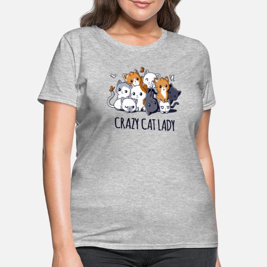 Crazy Cat Lady Women\u2019s Crop Tee Skulls and Cats Crop Top
