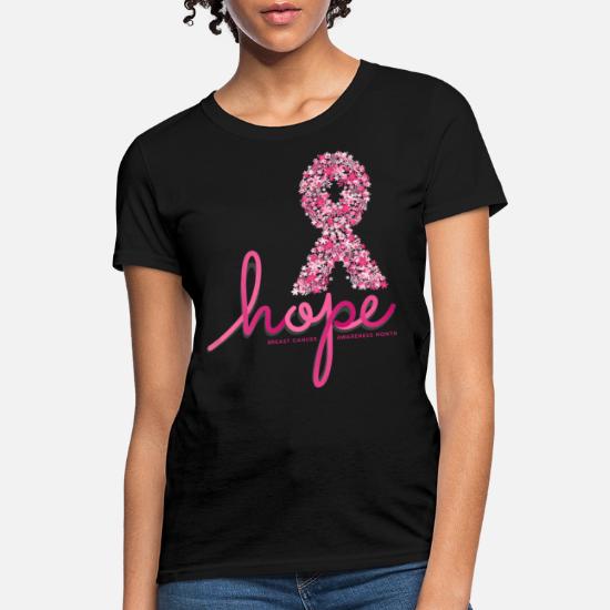 Breast Cancer Awareness Shirt Hope Breast Cancer Ribbon Non-Glitter Short Sleeve Shirt