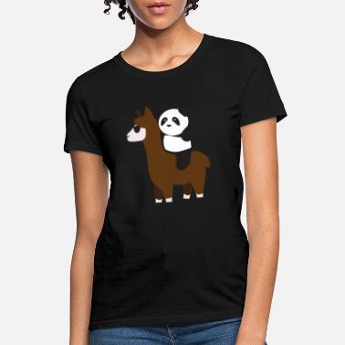 Riding Cute Panda Riding Llama T Shirt with Funny Alpaca - Women&#39;s T-Shirt