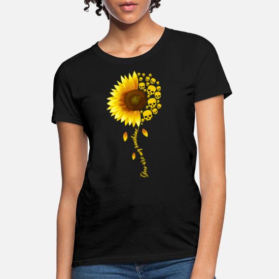 BingYELH Independence Day Shirt for Women Fashion Skull Sunflower Printed O-Neck Short Sleeve T-Shirt Top Blouse 