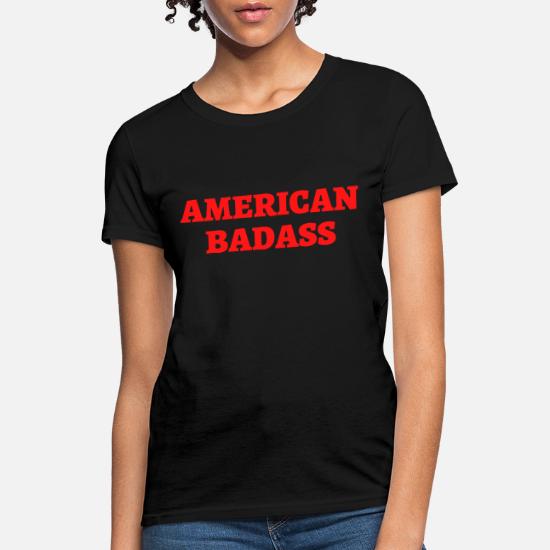 All American Bad Ass Women's V-Neck T-Shirt Biker Skull American 