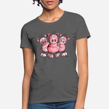 Klauset Custom T-Shirt Printed with Cute Pig Cartoon Mens Short Sleeve Funny T-Shirt