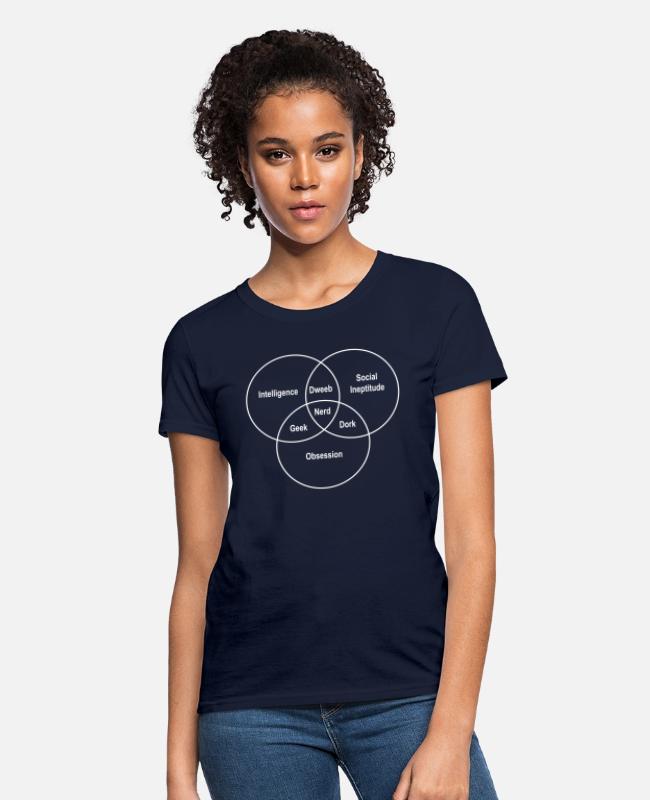 Nerd Geek Dork Dweeb Venn Diagram Women's T-Shirt - black