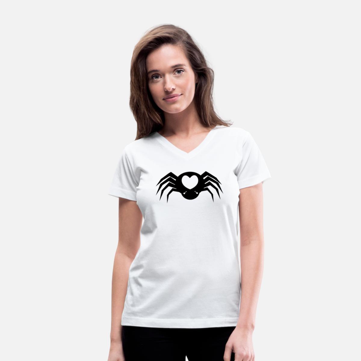 I Love Heart Spiders V-Neck T-Shirt