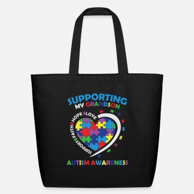 Grandson Autism Supporting My Grandson Puzzle - Eco-Friendly Tote Bag