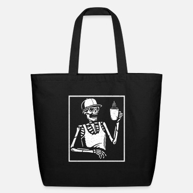 Drinking halloween coffee drinking skeleton skull - Eco-Friendly Tote Bag