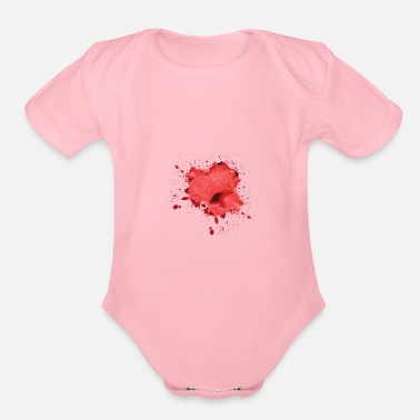 Blood Blood Splatter, Horror, Halloween, Blood Drop - Organic Short-Sleeved Baby Bodysuit