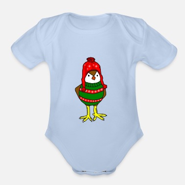 Chicken Christmas Chick - Organic Short-Sleeved Baby Bodysuit