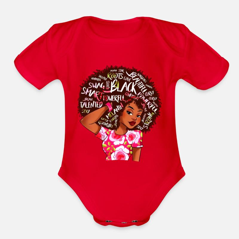 Black Afro Word Art Natural Hair Organic Short Sleeved Baby