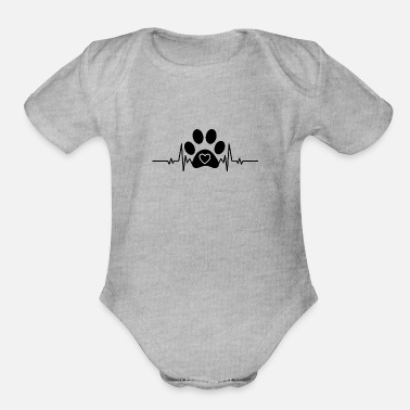 Hundeerziehung Dog Paw with heart beat - Organic Short-Sleeved Baby Bodysuit