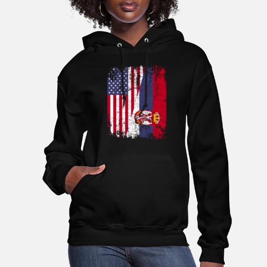 Bold Serbia Counry Flag Serbian Nationality Pride Hoodie Pullover 