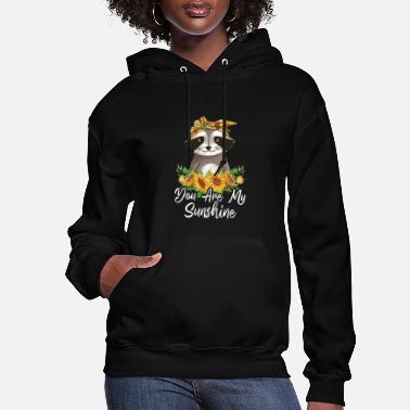 InterestPrint Cute Raccoon Floral Womens Long Sleeve Sweatshirts All-Over Print Pullover Hoodie 
