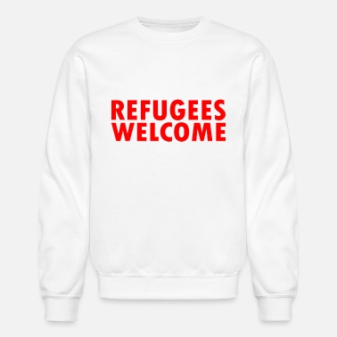 Unisex Refugees Welcome Crewneck Sweatshirts Anti Trump Crewneck Sweatshirts 